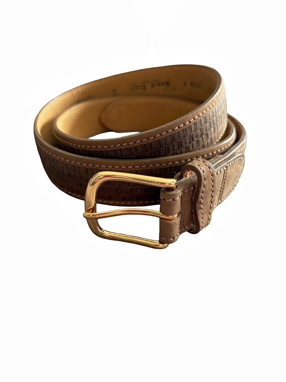 Vintage Bench Craft Leather Basketweave Belt Size 36 - Solid Brass Buckle